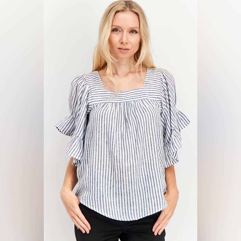 Linen Blend Beach Lunch Lounge Top Small
